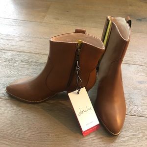 Joules brown leather ankle boots, size 6, NWT